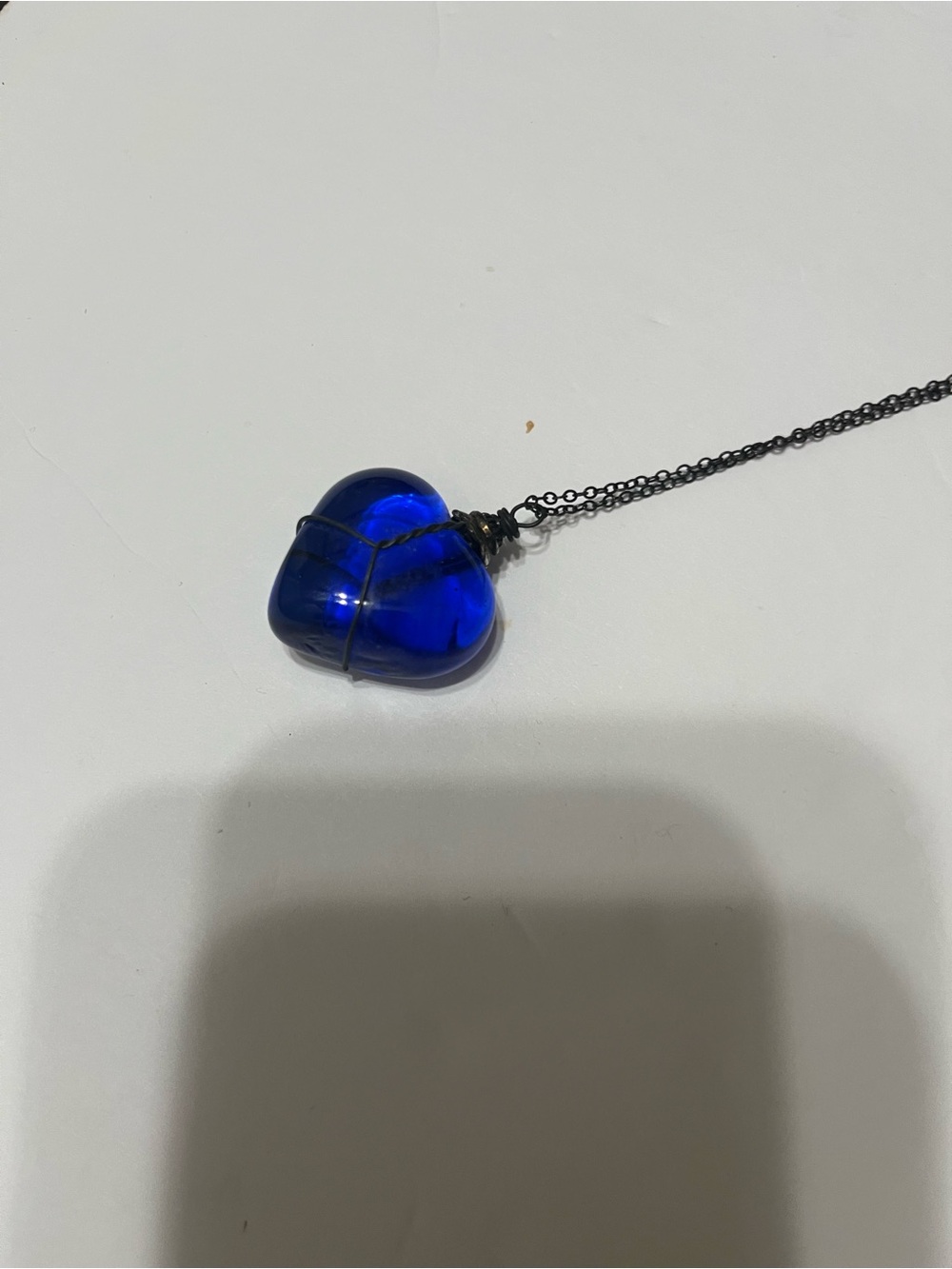 Blue Heart Glass Pendant Necklace - Women Jewelry